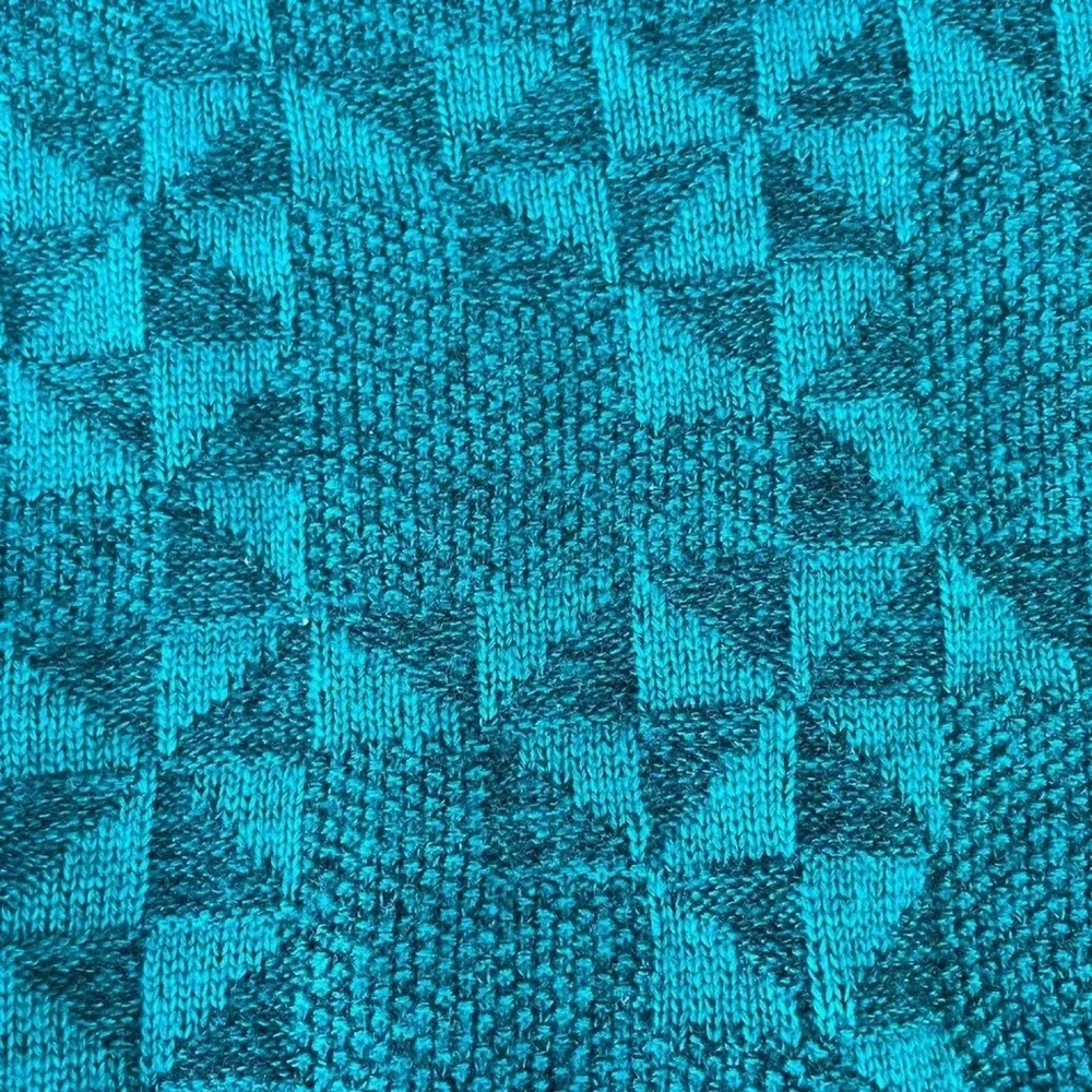 Vintage Dad Sweater Green 90s Grandpa Aesthetic Triangle Print USA Made Large - Picture 4 of 8